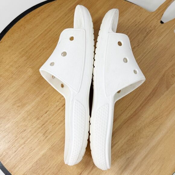 Crocs Classic Perforated Slide Sandals White 5 Mens 7‎ Womens - Picture 4 of 9